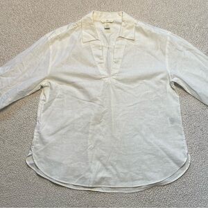 H&M Women’s White Cotton Linen Blend Shirt